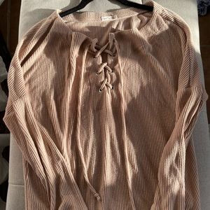 Long sleeve brown v neck